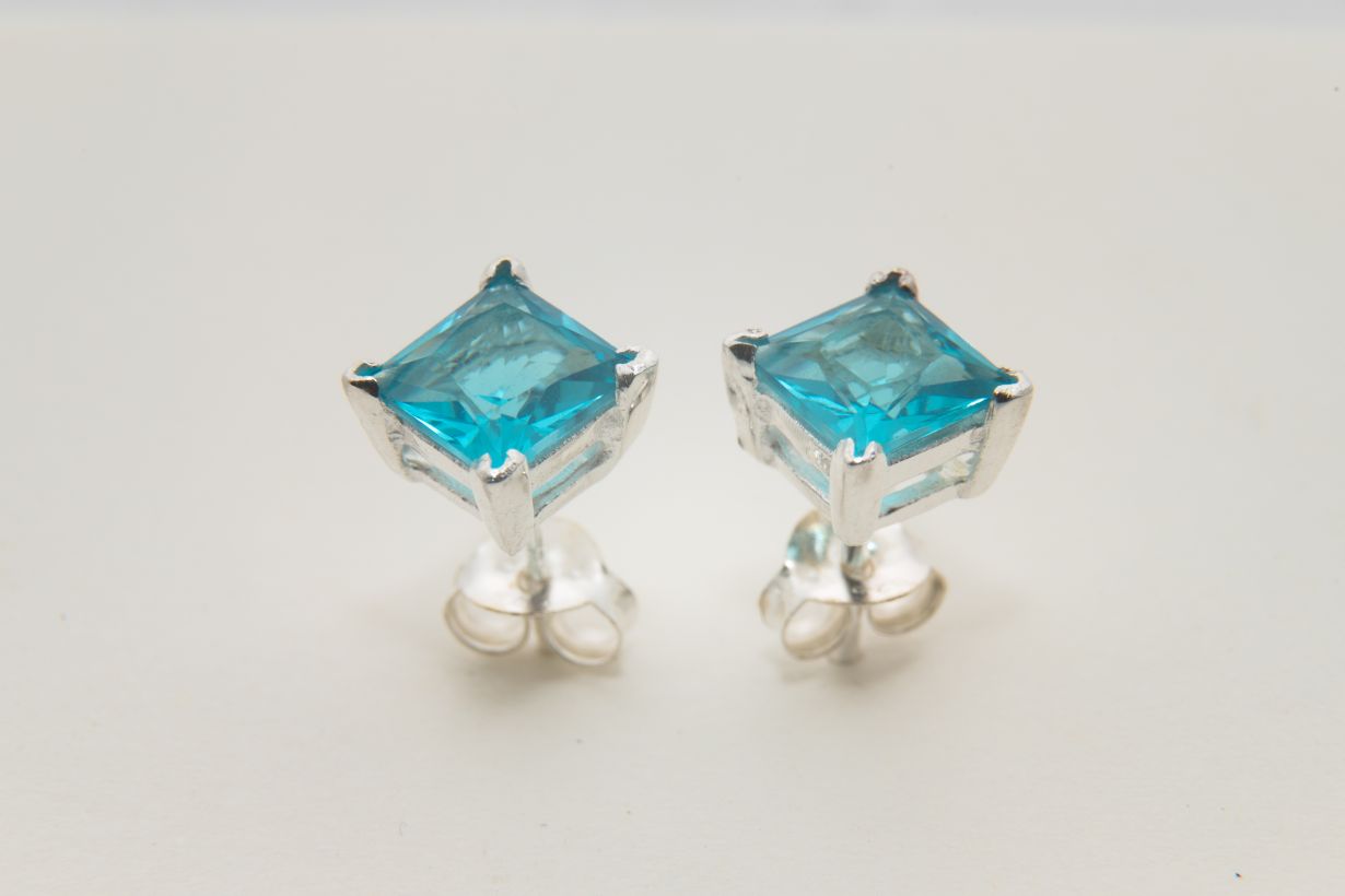 5002 מייה עגילי כסף צמודים אקווה מרין