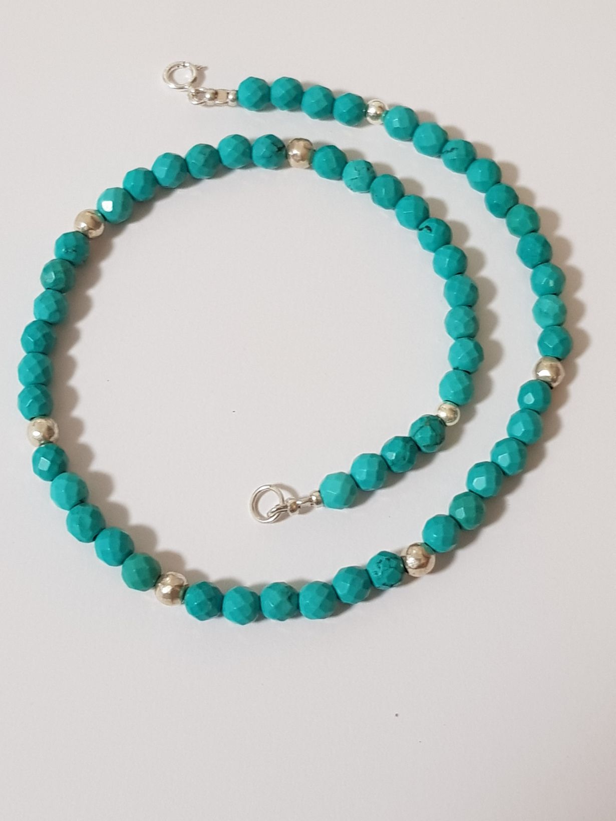 5007 מייה שרשרת טורקיז עם חרוזי כסף